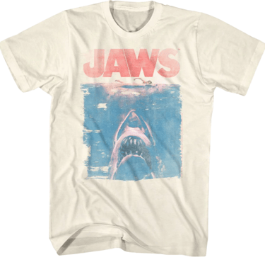 Distressed Movie Poster Jaws T-Shirt from 80stees.com