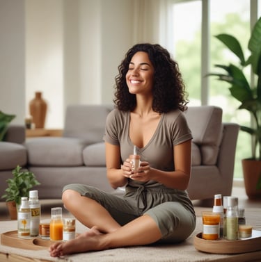 a woman with a cup of coffee and a cup of coffee