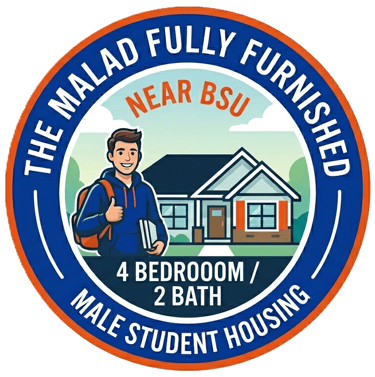 Logo for The Malad House: fully furnished 4-bedroom, 2-bath male student housing near the Boise State BSU campus.