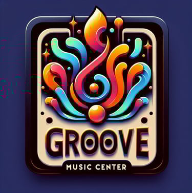 Purple Groove logo with red and blue flames