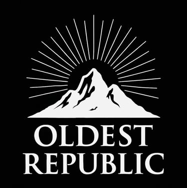Logo of the online publication “Oldest Republic”, featuring a mountain illustration