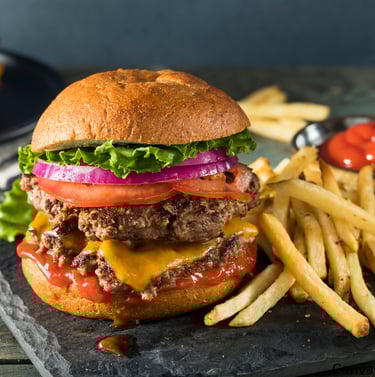 Cheese Burger with fries