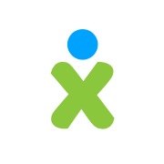 a green x with a blue dot
