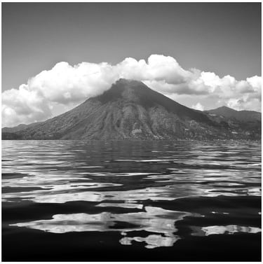 Guatemala: a mountain range of mountains and clouds in black and white