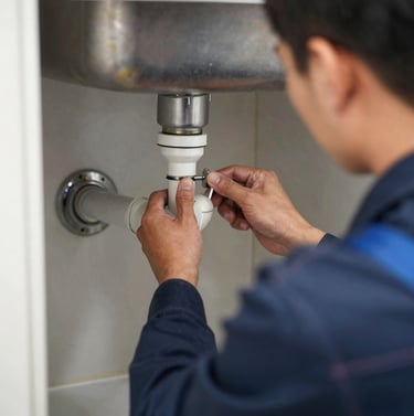 Skilled mason working on brick wall restoration under natural light.