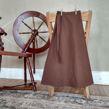 handmade prairie brown cotton calico wrap skirt for sale
