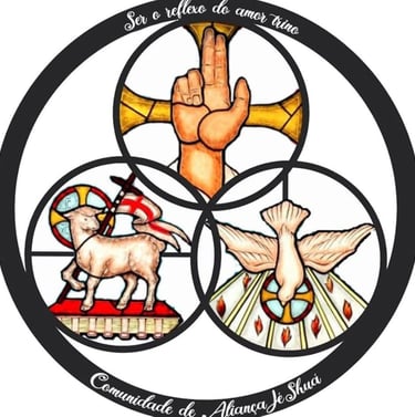 a stained glass window with a cross and a hand holding a cross