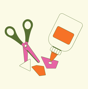 a pair of scissors and a pair of scissors for describe artistic experiences