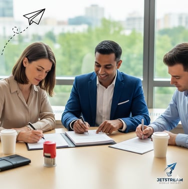 JETSTREAM Mobile Notary hero image featuring fast, professional loan closing and document notarization services.