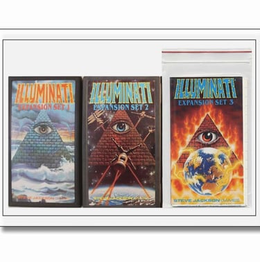 3 expansões do jogo illuminati de 1982 Pocket Box, Set 1, Set 2 Set 3 Brainwash.