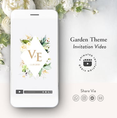 garden theme wedding invitatioigitan video, dl greenery wedding invitation, floral wedding invite
