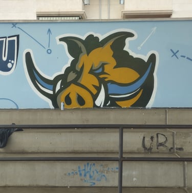 graffiti mural campo futbol gradas instalación deportiva