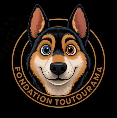 a dog with a dog in a circle with the words foundation for the foundation of