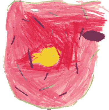 a drawing of a pink heart shaped object