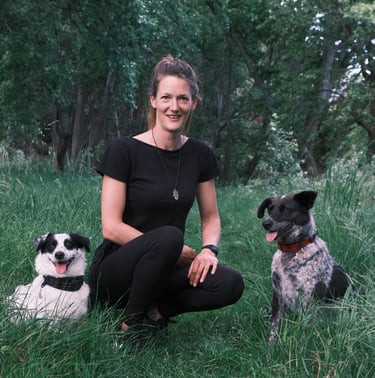 Cape Town dog trainer Isabell with her two dogs
