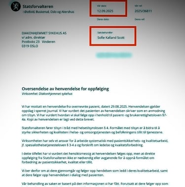 Diakonhjemmet sykehus, Statsforvalteren, Sofie Kalland Scott,Sara Cecilie Wilhelmsen Solheim, 