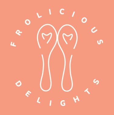 Frolicious Delights logo design — spoon heart motif brand mark