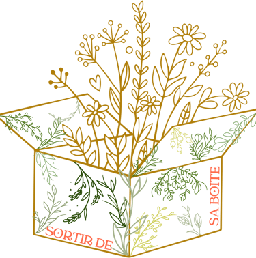 une boite de laquelle jaillissent des fleurs, symbole de son évolution personnelle