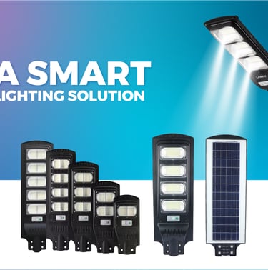 a solar powered street light with a smart lighting