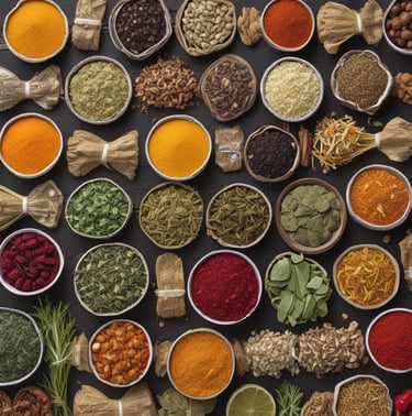 A modern architectural space with large reflective light fixtures hanging from a metal structure. The ceiling features a grid design, and a decorative sign reading 'Ricos' is attached. The space is well-lit with natural light coming through windows on the walls.