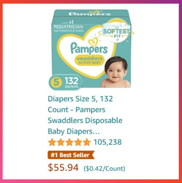 Diapers Size 5, 132 Count - Pampers Saddlers Disposable Baby Diapers