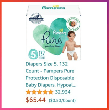 Pampers Pure Protection Disposable Baby Diapers, Diapers Size 5, 132 Count, 