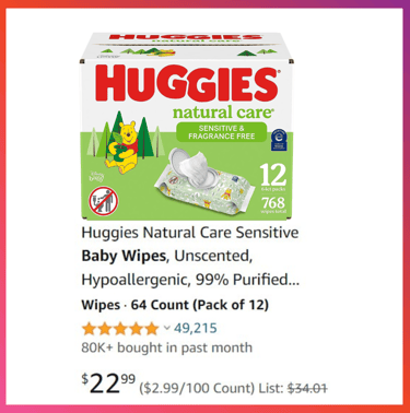 Huggies Natural Care Sensitive Baby Wipes, Hypoallergenic, 99% Purified Water।