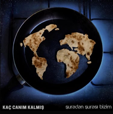 Kaç Canım Kalmış grubunun albüm kapağı – Şuradan Şurası Bizim, Çağdaş Topal katkısıyla