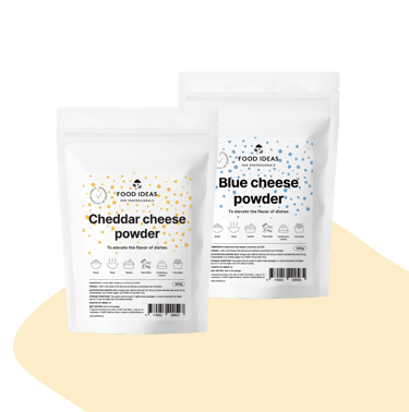 professional kitchen chefs, innovative food condiments, cheddar powder, blue cheese powder
