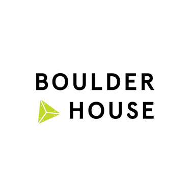 A logo for a climbing club Boulder House