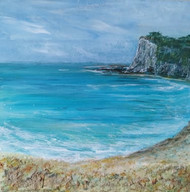 The Sea Soothes at St Margaret's Bay, 20 x 20 cm, acrylic on wooden panel, £50