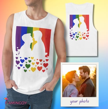 gay pride flag tank with custom gay couple photo