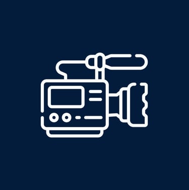 logo d'une caméra pour expliquer les services UGC créations de contenus France et au Mans animateur 