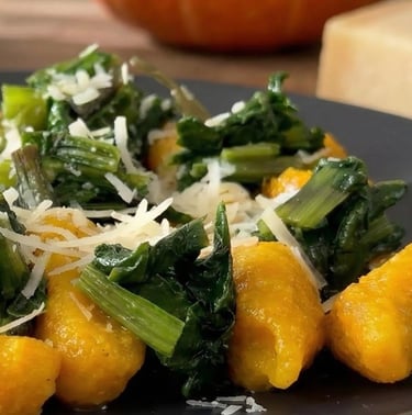 Vegetarian pumpkin gnocchi made at home