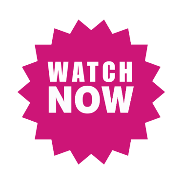 An eighteen point deep pink star with white text that says Watch Now
