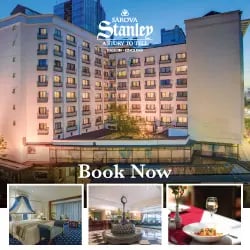 Luxury exterior of Sarova Stanley hotel in Nairobi at dusk with views of rooms and fine dining.