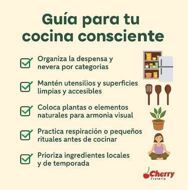 Infografía con pasos para crear un ambiente consciente.