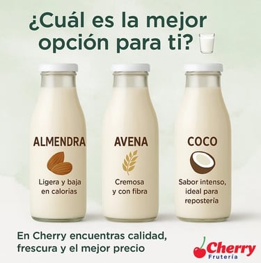 En cherry leches de almendra,avena,coco
