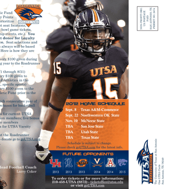 University of Texas at San Antonio Football brochure