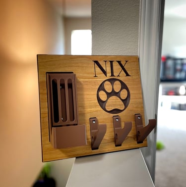 a wooden sign with a dog paw print on it