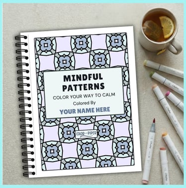 wirebound coloring book with geometric patterns entitled MINDFUL PATTERNS