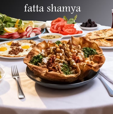 تصوير احترافي لطبق فتة شامية  مأكولات شرقية في الرياض: خدمات تصوير طعام للمطاعم.