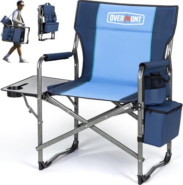 Oversized Folding Camping Chair for Adults with Cooler&Table &Pocket&Carry Strap - Heavy Duty Lawn C