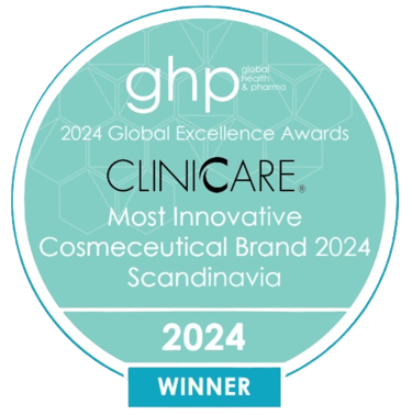 CLINICARE wins GHP 2024 Global Excellence Award for Most Innovative Cosmeceutical Brand in Scandinavia.