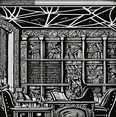 a black and white drawing of a man sitting at a desk