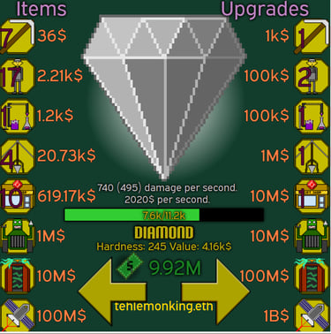 screenshot of mining game, Lemon Gem Hoarder.