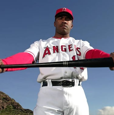 Garrett Anderson of the L.A. Angels poses during Spring Training at Tempe Diablo Stadium on 2.24.05 in Tempe, Arizona