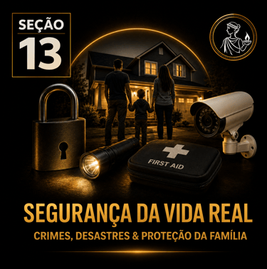 Capa da “Seção 13 - Segurança da VIda Real”, com fundo preto e detalhes dourados.