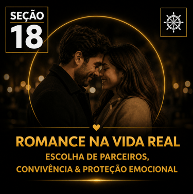 Capa da “Seção 18 - Romance na Vida Real”, com fundo preto e detalhes dourados.