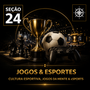 Capa da “Seção 24 - Jogos e Esportes”, com fundo preto e detalhes dourados.